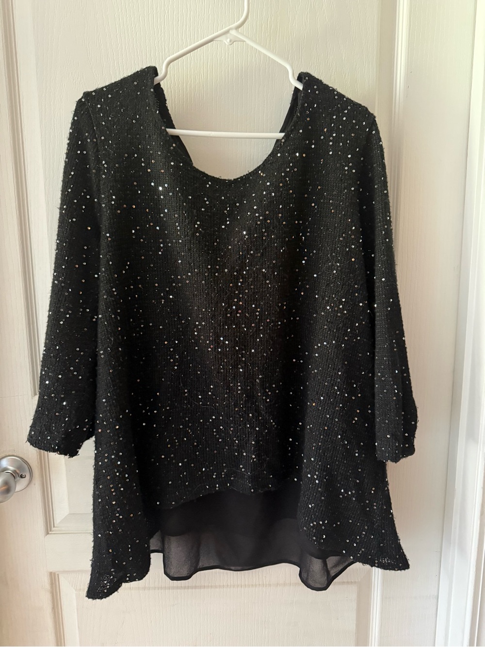 Simply Noelle Black Knit Top with Sequin Detail